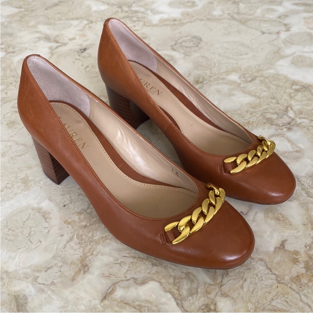 Lauren Ralph Lauren Jacksen Block Heel Leather Pumps